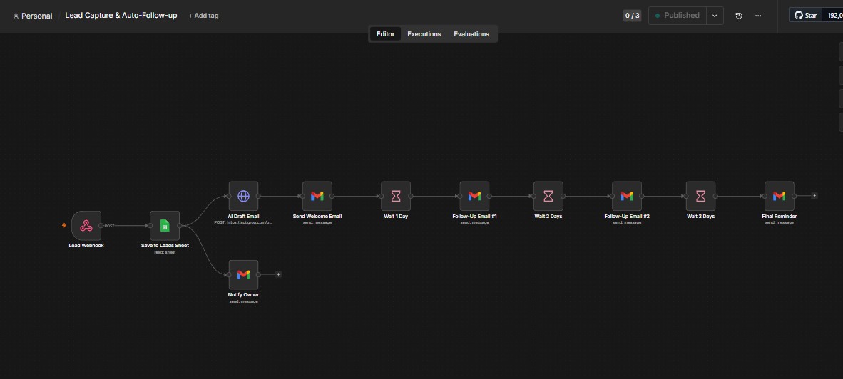 Lead Capture & Auto Follow-up Workflow